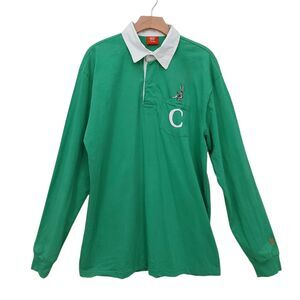 Looney Tunes by Anwar Carrots Rugby Golf Polo Shirt Mens XL Green Long Sleeve